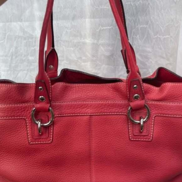 Coach Penelope Red Pebbled Leather Satchel Shoulder Bag - Picture 3 of 6
